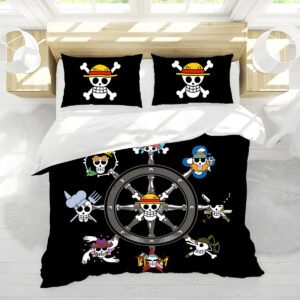 Straw Hat Pirates Jolly Roger Circle Bed Set – One Piece Anime Bedding
