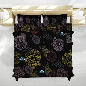 One Piece Black Devil Fruit Line Art Bedding Set