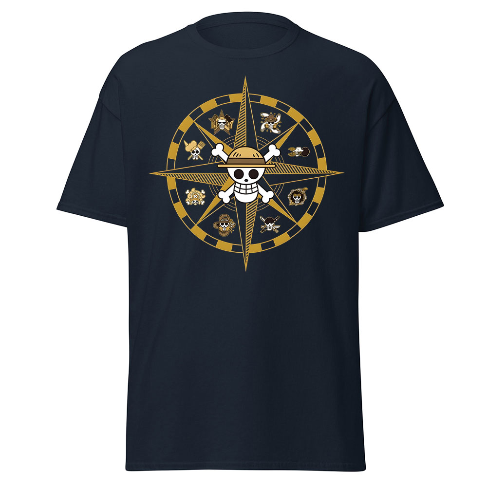 Straw Hat Pirates Compass Emblem One Piece Anime T Shirt - Image 4