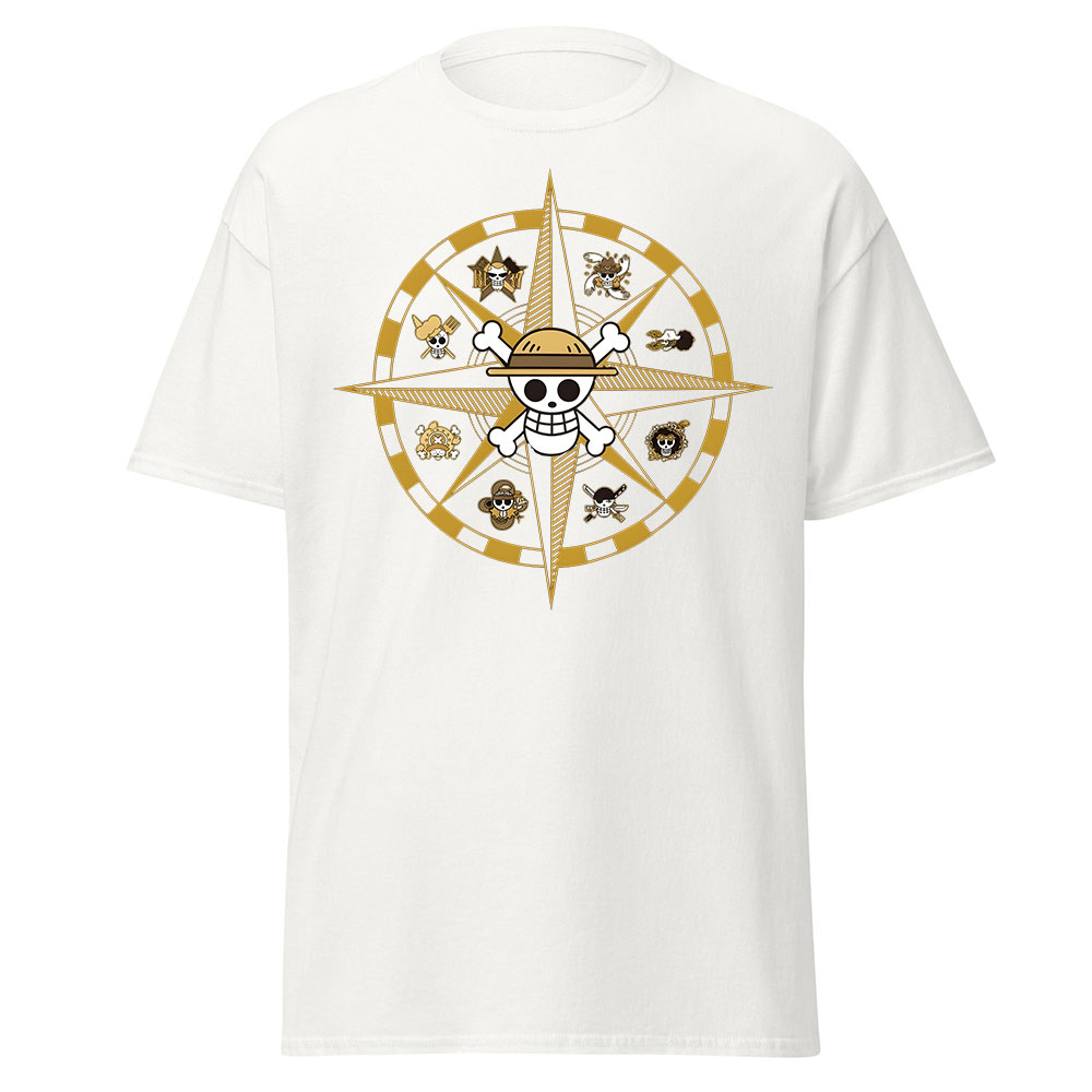 Straw Hat Pirates Compass Emblem One Piece Anime T Shirt - Image 3