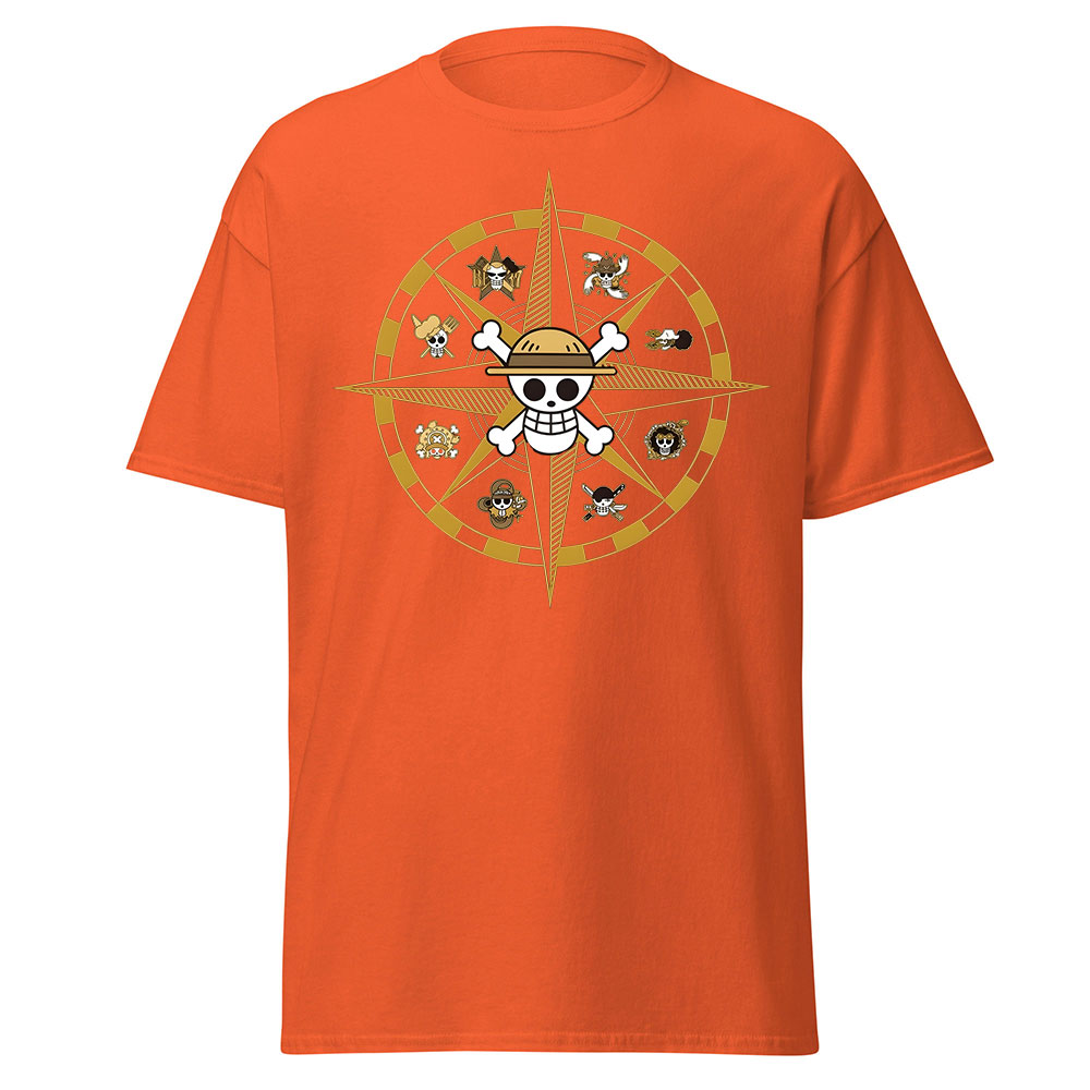 Straw Hat Pirates Compass Emblem One Piece Anime T Shirt - Image 11