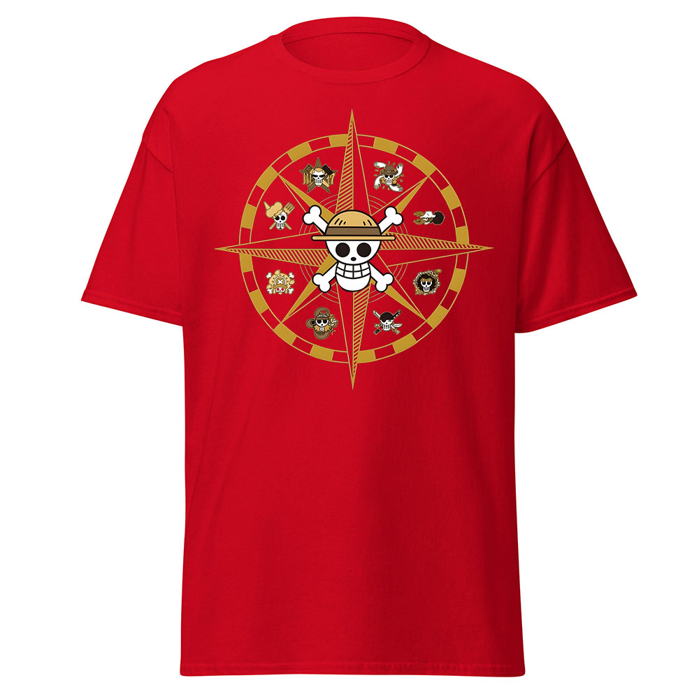 Straw Hat Pirates Compass Emblem One Piece Anime T Shirt - Image 10