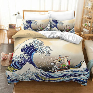 One Piece Japanese Great Wave Bed Set