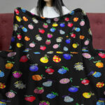 One Piece Mini Devil Fruit Pattern Fleece Blanket