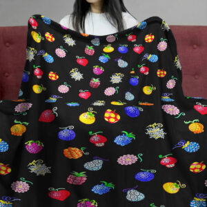 One Piece Mini Devil Fruit Pattern Fleece Blanket