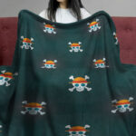 One Piece Mini Jolly Roger Pattern Fleece Blanket