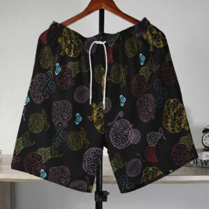 One Piece Sketch Style Devil Fruit Pattern Beach Shorts