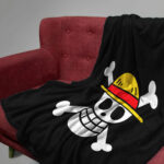One Piece Straw Hat Jolly Roger Fleece Blanket