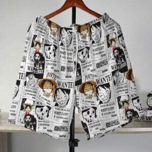 One Piece Wanted Poster Collage Beach Shorts
