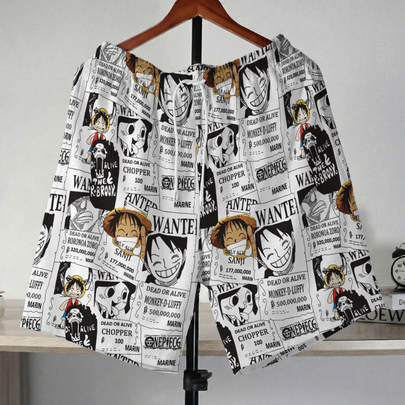 One Piece Wanted Poster Collage Beach Shorts
