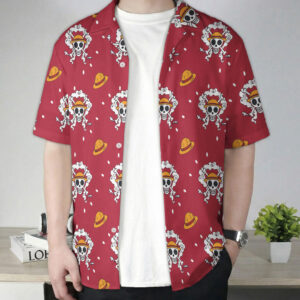 Straw Hat Skull Pattern One Piece Hawaiian Shirt