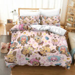 One Piece Tony Tony Chopper Cute Pink Pattern Bedding Set
