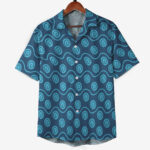 Anime Zoro Blue Swirl Pattern One Piece Hawaiian Shirt