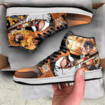 One Piece Shoes Ace Fire Manga Brown Anime High Top