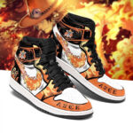 One Piece Shoes Ace Flame Fire Fist Anime High Top