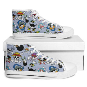 One Piece Shoes Straw Hat Pattern Canvas High Top