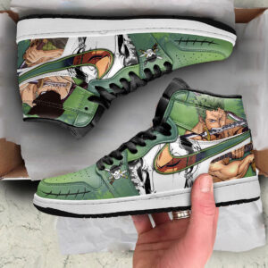 One Piece Shoes Zoro Green Sword Anime High Top