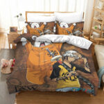 One Piece Trafalgar Law Bepo Vintage Map Anime Bedding Set