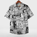 One Piece Wanted Poster Collage Black White Hawaiian Shirt