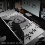 Roronoa Zoro Japanese Style Black & White Anime Desk Mat - Gaming Mouse Pad