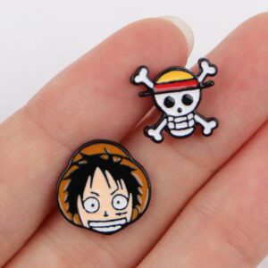 Jolly Roger Straw Hat Luffy Earrings Stud Jewelry