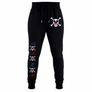 One Piece Buggy Jolly Roger Black Jogger Pants