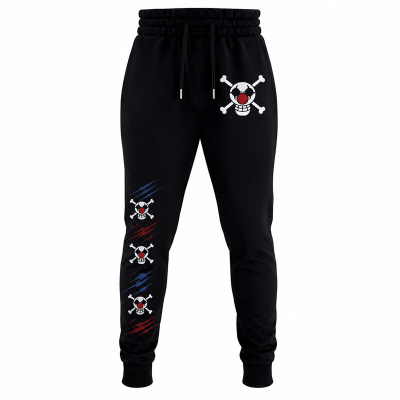 One Piece Buggy Jolly Roger Black Jogger Pants