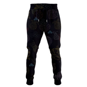 One Piece Devil Fruit Pattern Black Jogger Pants