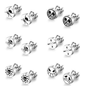 One Piece Jolly Roger Stud Earrings Anime Jewelry