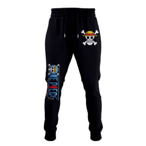 One Piece Straw Hat Jolly Roger Black Jogger Pants