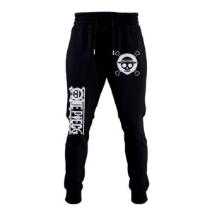 One Piece Monochrome Jolly Roger Black Jogger Pants