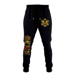 One Piece Trafalgar Law Jolly Roger Black Jogger Pants