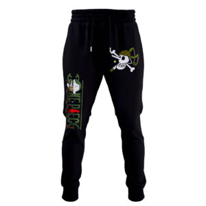 One Piece Usopp Slingshot Jolly Roger Black Jogger Pants
