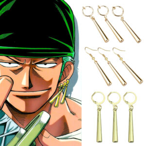 Roronoa Zoro Earrings Cosplay Jewelry Gold, Silver
