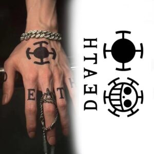 Trafalgar Law Hand Tattoo Sticker DEATH Cosplay