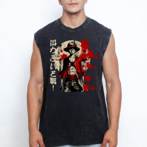 One Piece Monkey D Luffy Japanese Art Washed Tank Top