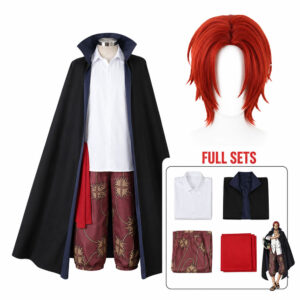 One Piece Red Haired Shanks Cosplay Costume Full Set Wig