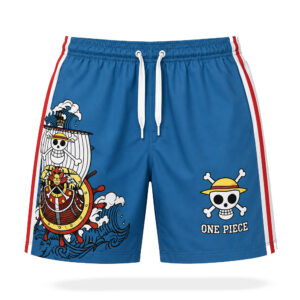 One Piece Thousand Sunny Straw Hat Pirates Blue Beach Shorts