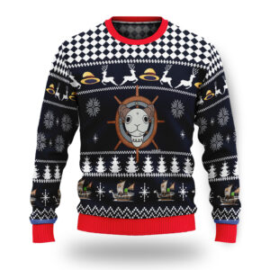 One Piece Going Merry Ship Wheel Ugly Christmas Sweater