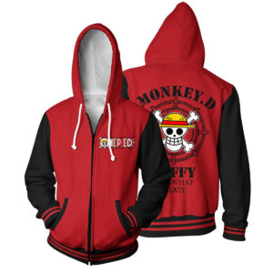 One Piece Monkey D Luffy Straw Hat Pirates Zipper Hoodie