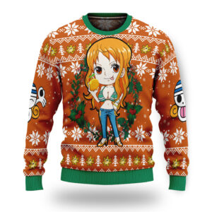 One Piece Nami Tangerine Ugly Christmas Sweater
