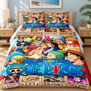 One Piece Straw Hat Crew Wanted Posters Bedding Set