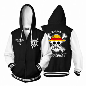 One Piece Straw Hat Jolly Roger Zipper Hoodie