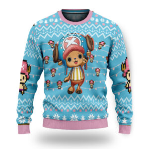One Piece Tony Tony Chopper Blue Ugly Christmas Sweater