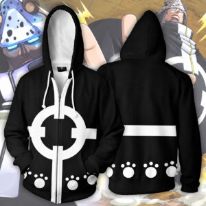 One Piece Bartholomew Kuma Paw Print Zipper Hoodie