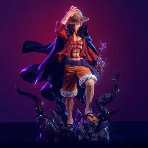 Monkey D Luffy Black Cape Crimson Flame Figure