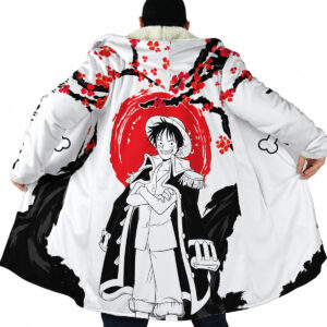One Piece Monkey D. Luffy Cherry Blossom Sherpa Cloak Coat